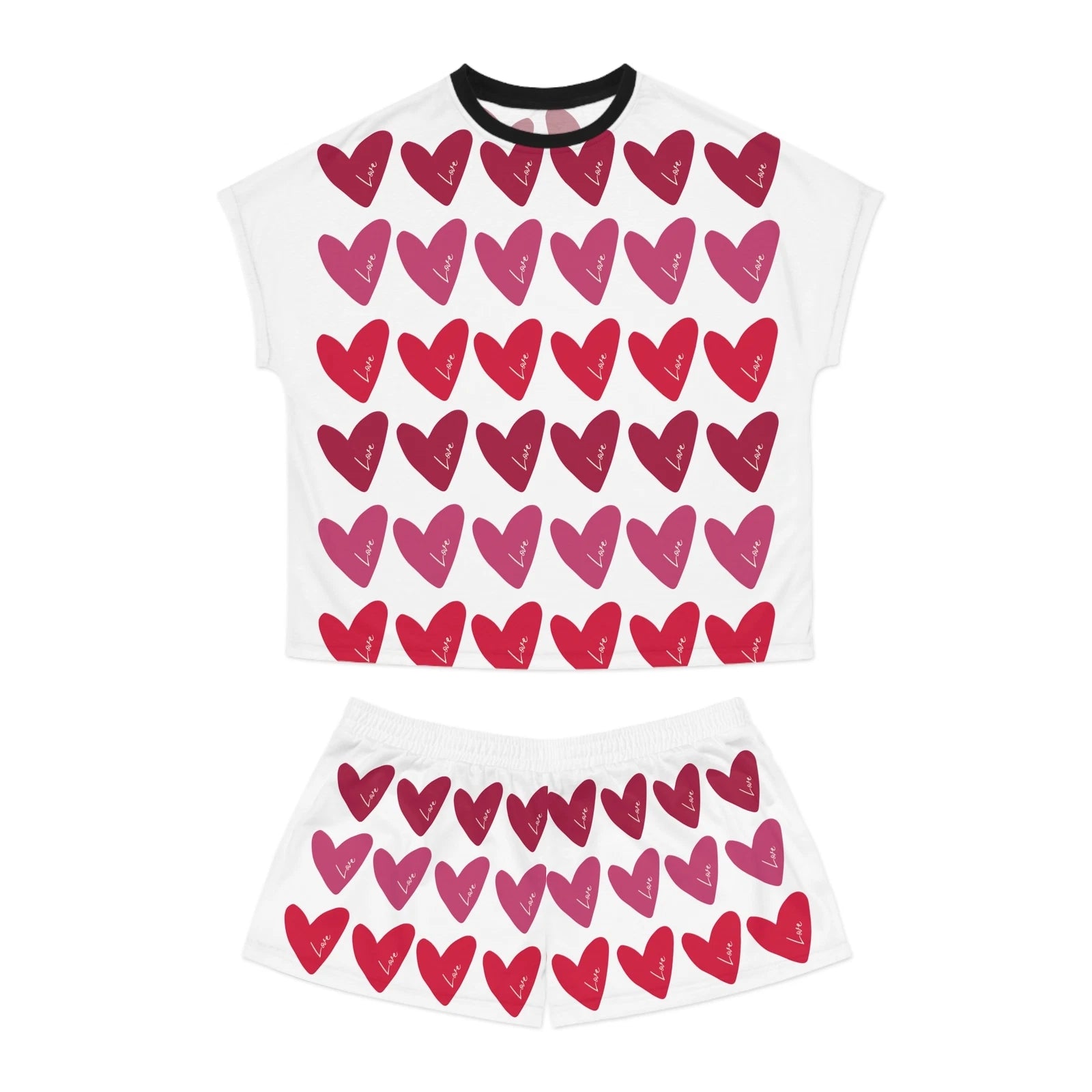 Love Is Everywhere Women's Short Pajama Set (White)