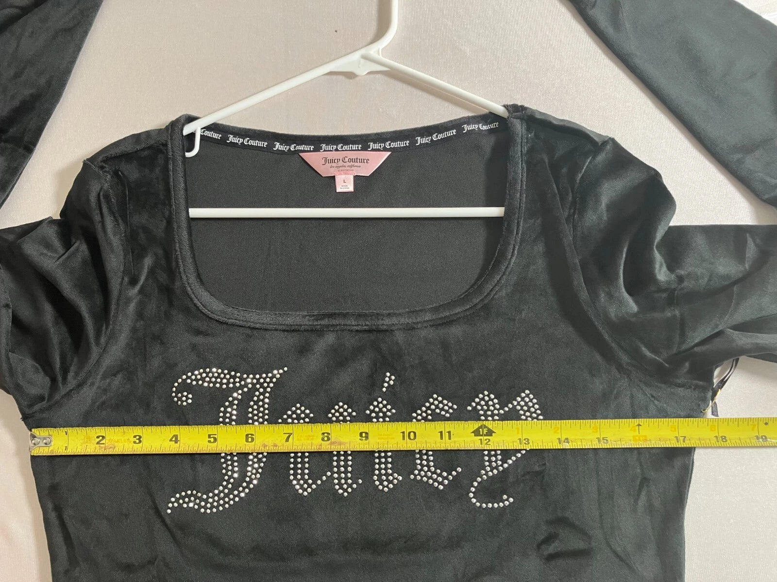 Juicy Couture Velour Sleepwear Lounge Set Size Large Black Top + Flare Pants NEW