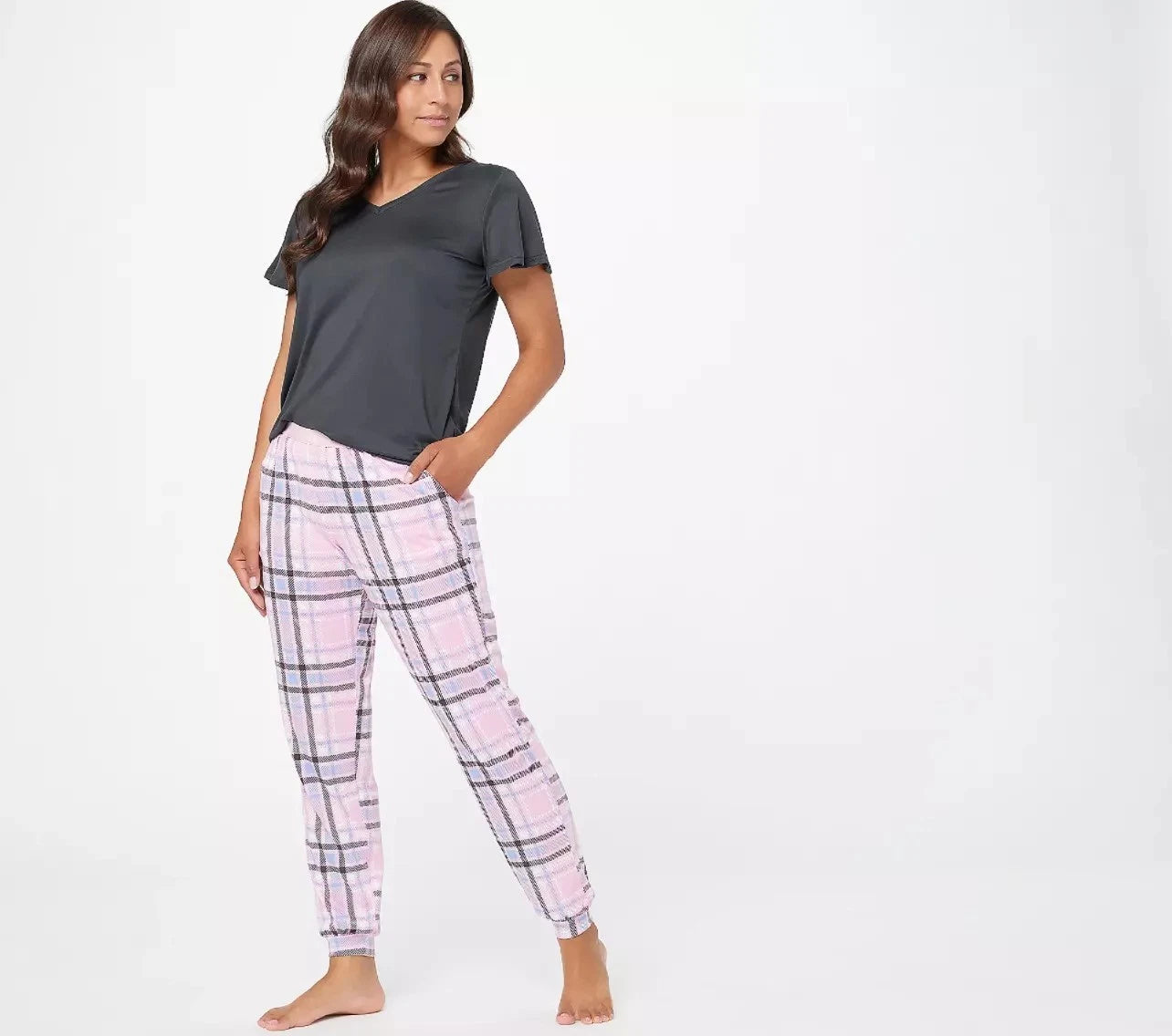 Hanes Step into Spring V-Neck Tee and Jogger Pant Set
