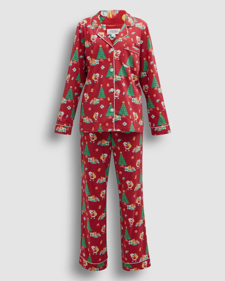 $135 Bed Head Women Red Button Holiday Christmas Pajama Set Sleepwear Size L