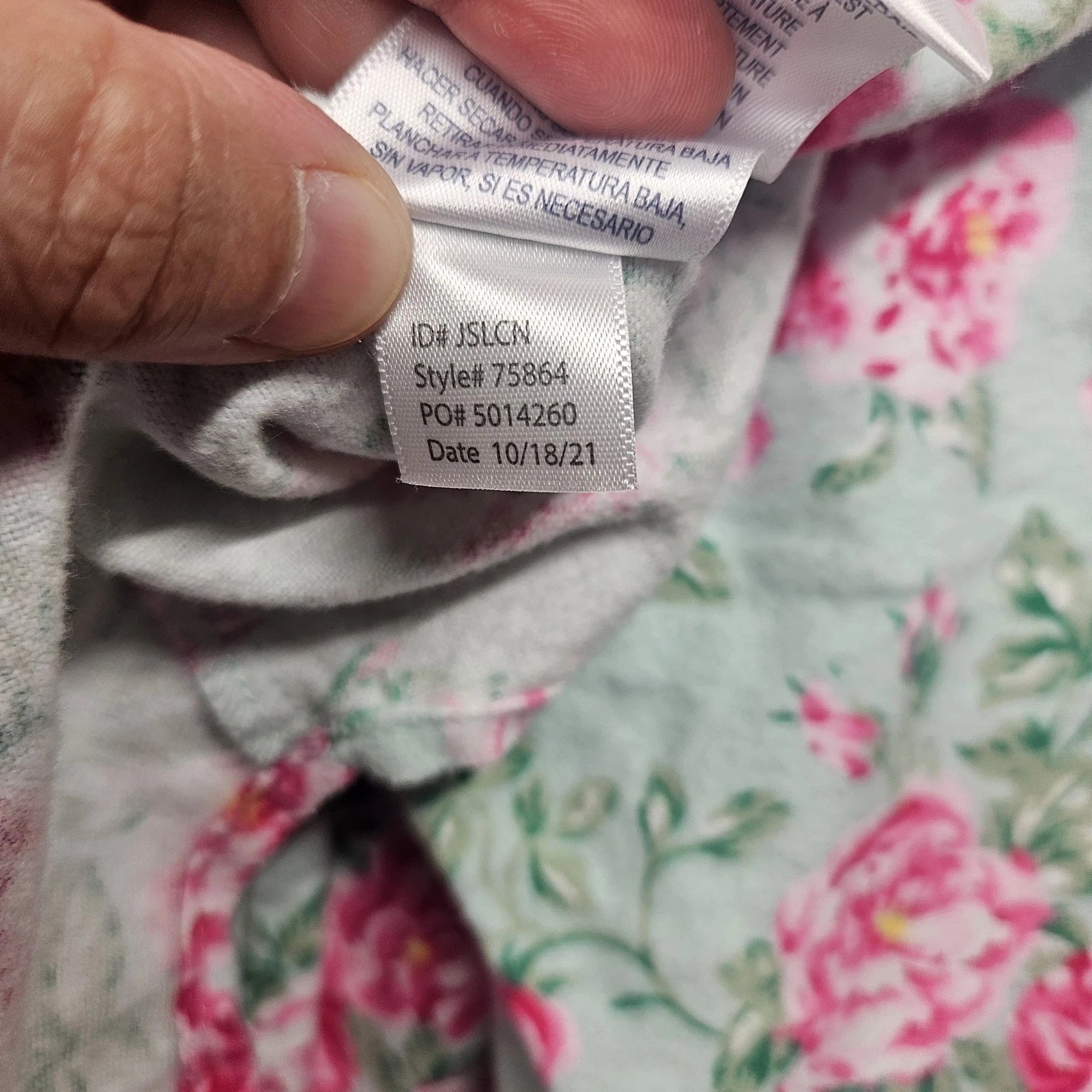 Lanz Of Salzburg Pajama Set Womens Green Floral Flannel Ruffle Cotton Grandma