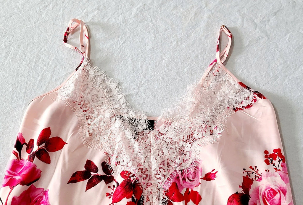 Inc Intimates Shorts Pajama Set Floral Print Pink Size Medium T42-1144