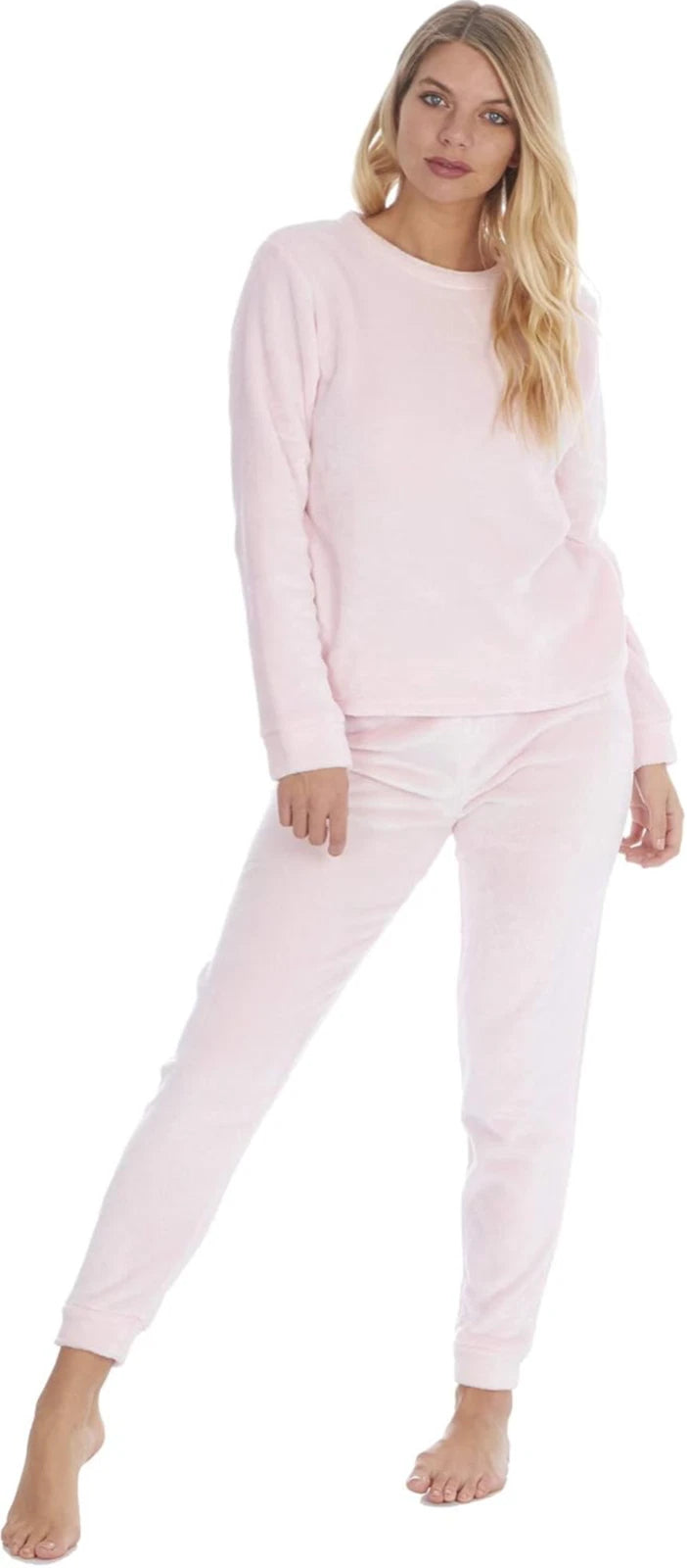 Ladies New Pyjamas Fleece Warm Velour Shimmer Pjs Lounge Set Size 8-22