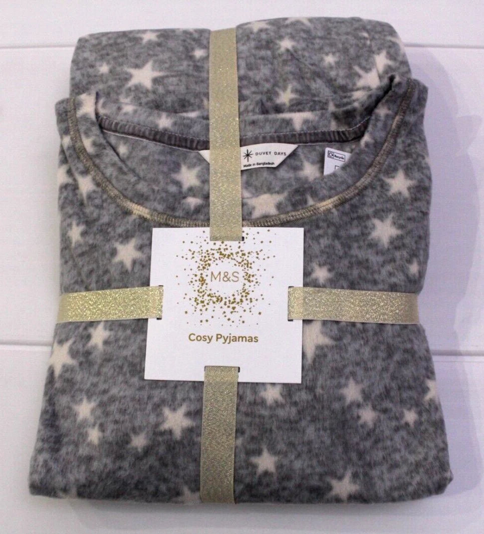 M & S Ladies Supersoft Fleece Pyjamas Long Sleeve Cuff Leg Warm Cosy Loungewear
