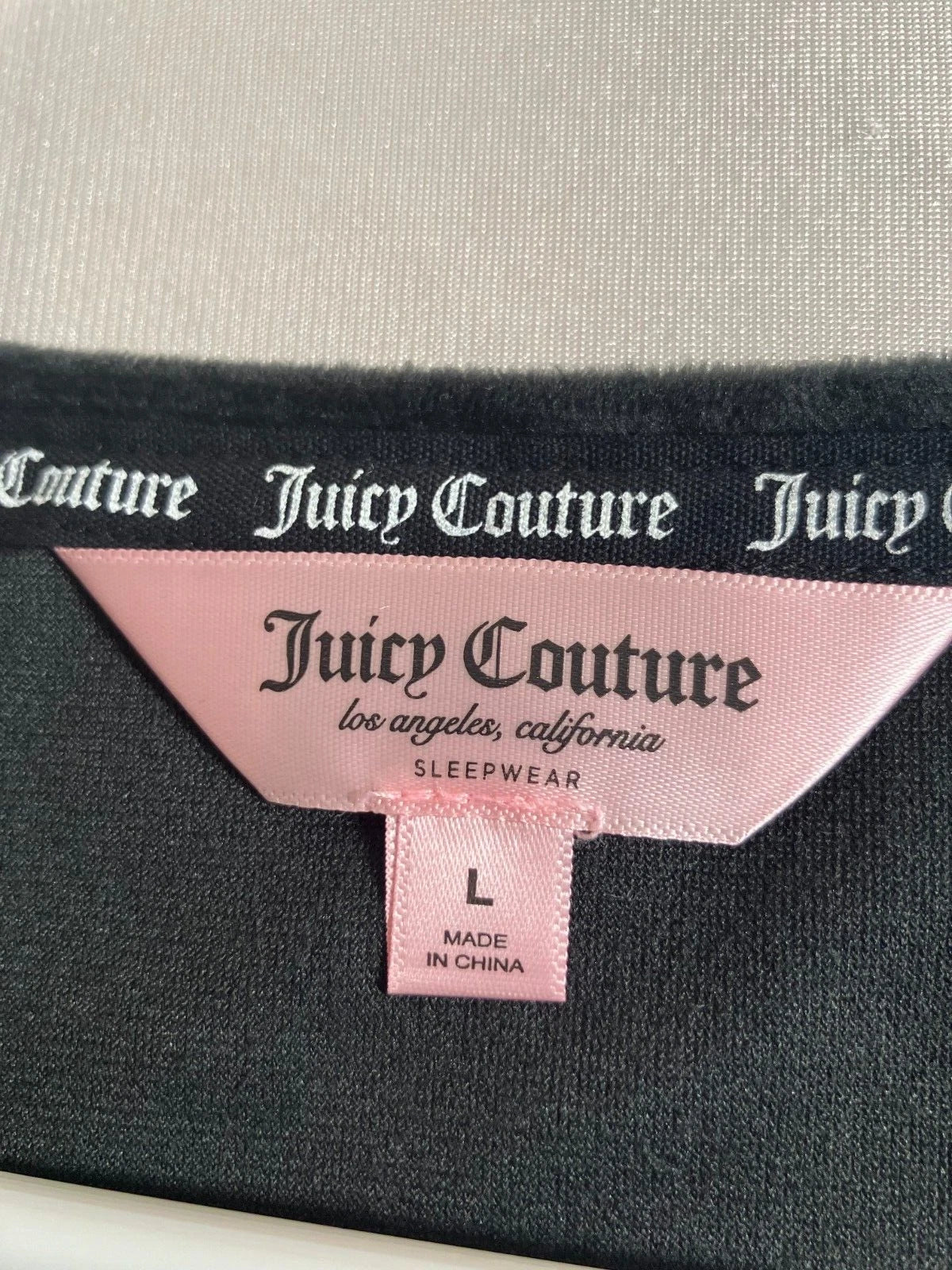 Juicy Couture Velour Sleepwear Lounge Set Size Large Black Top + Flare Pants NEW
