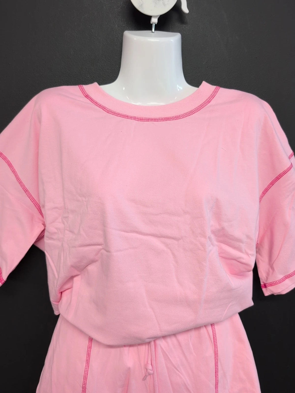 Exlura Soft Cotton Short Sleeves Top & Shorts Pajama Set Women's US Medium Pink