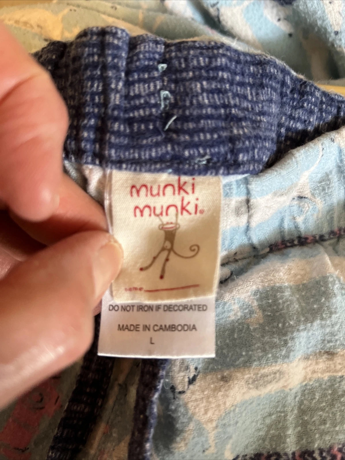 Munki Munki Flannel Pajamas Large Blue Dachshund Weiner Dog Pockets