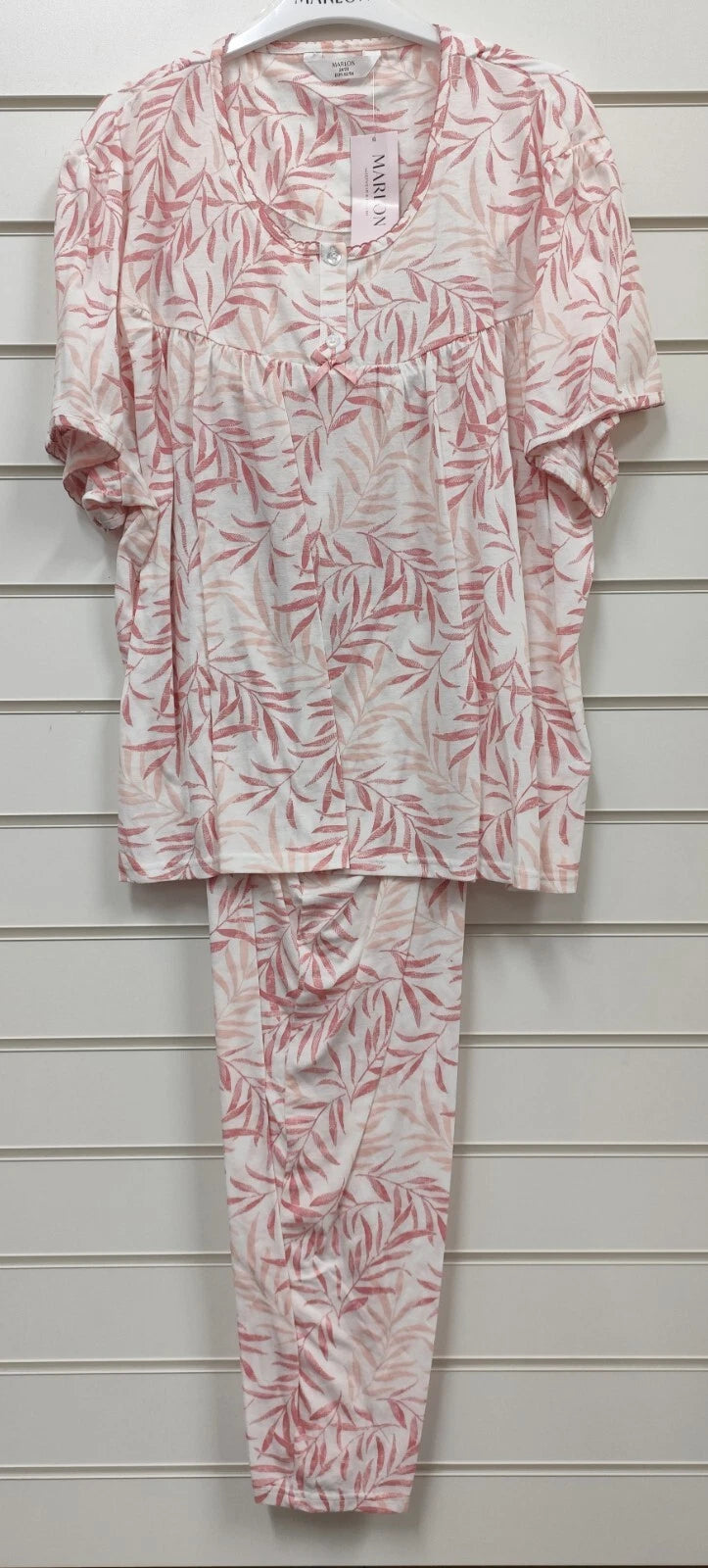 MARLON LADIES SUMMER JERSEY COTTON PALM SHORT SLEEVES PYJAMA SET UK SIZES 8-26