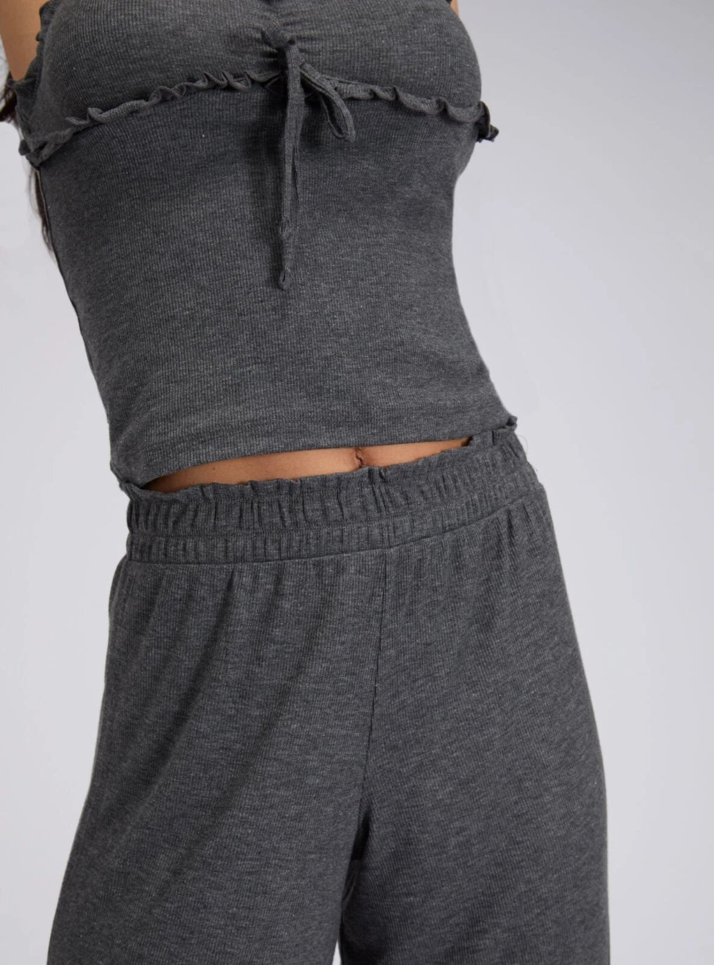 Boux Avenue Pyjama Set Women's Soft Comfy Frill Ribbed Pants Cami Top Sleepwear