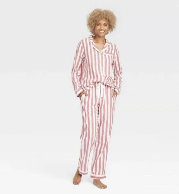 Stars Above Women's XS Pajama Set Red White Striped Perfectly Cozy Flannel New