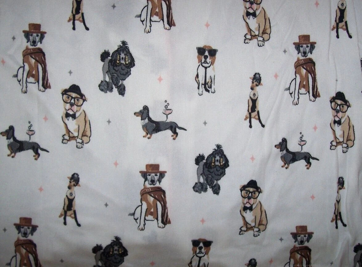 NWT PJ Salvage Ivory/Pink CURIOUS DOGS in HATS/GLASSES Peachy Knit Pajama Set S