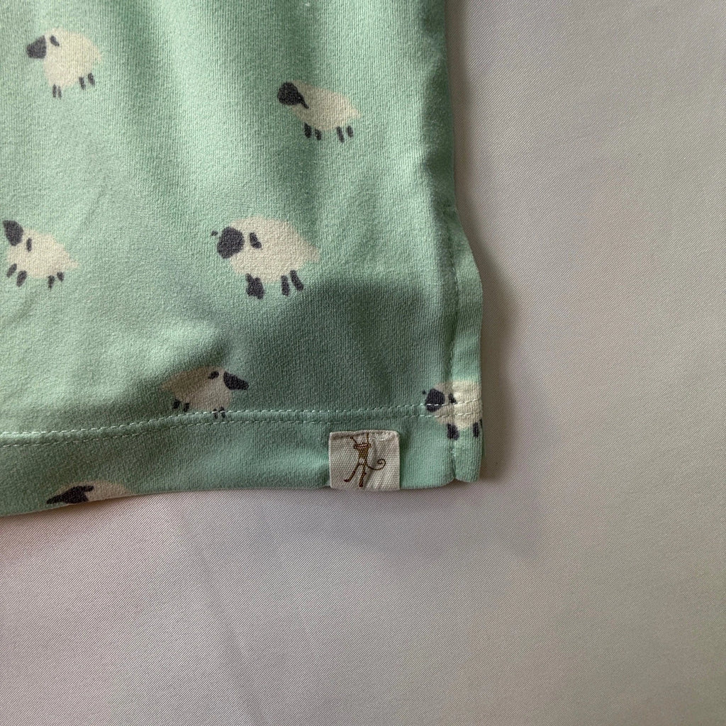 MUNKI MUNKI Women’s Pajama Set Mint Green Sheep Print Short Sleeve Top Pants XS