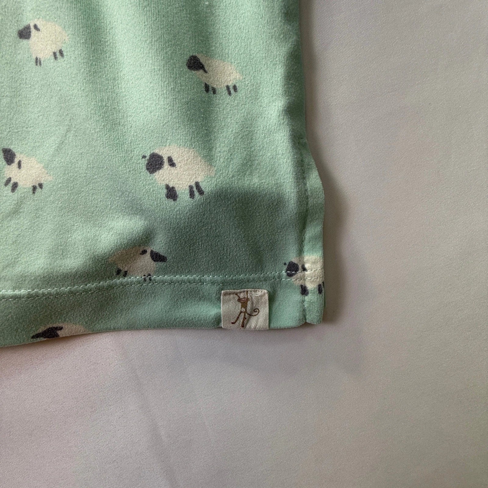 MUNKI MUNKI Women’s Pajama Set Mint Green Sheep Print Short Sleeve Top Pants XS