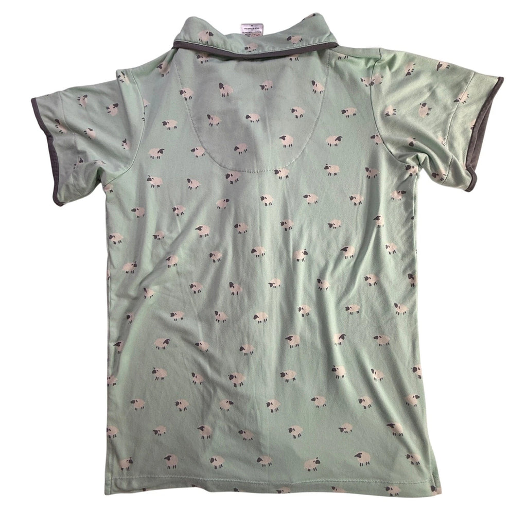 MUNKI MUNKI Women’s Pajama Set Mint Green Sheep Print Short Sleeve Top Pants XS