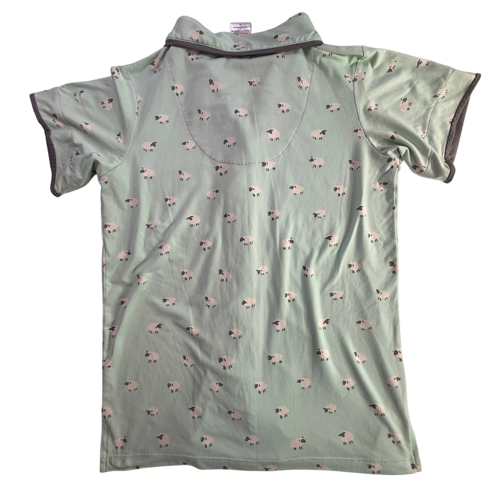 MUNKI MUNKI Women’s Pajama Set Mint Green Sheep Print Short Sleeve Top Pants XS