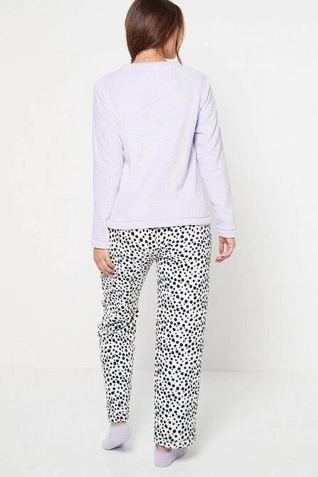 Ladies Womens SUPERSOFT FLEECE Pyjamas and Matching Socks Cosy PJ SET UK 8-26