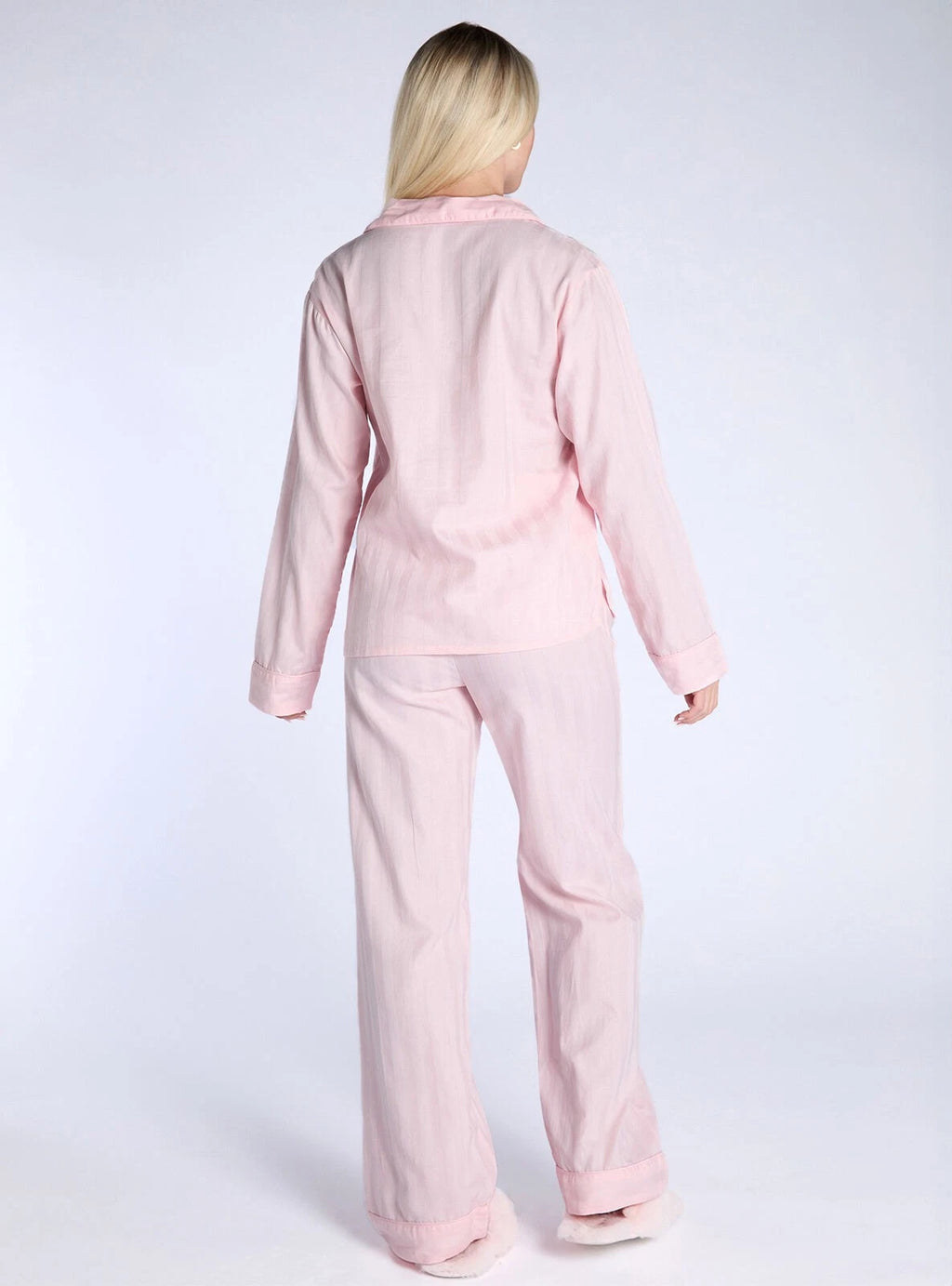 Boux Avenue Pyjama Set Women's Soft Tonal Stripe Cotton Pants Top Sleepwear