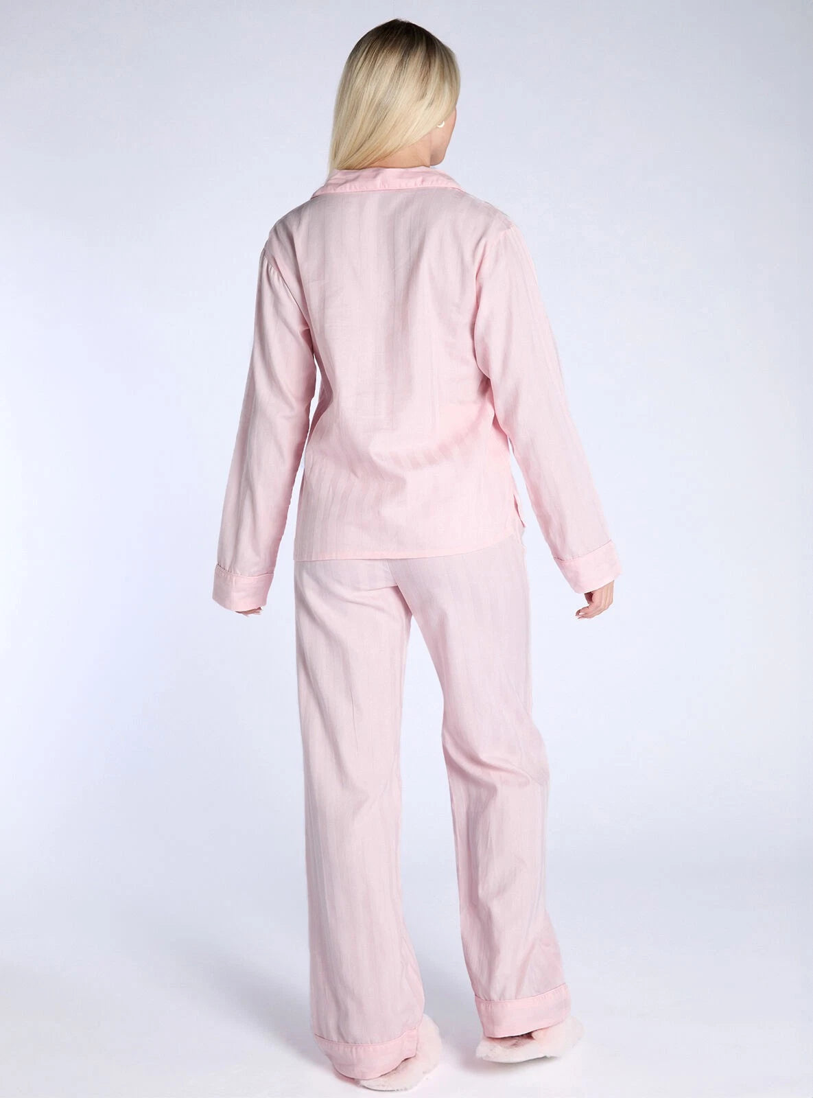 Boux Avenue Pyjama Set Women's Soft Tonal Stripe Cotton Pants Top Sleepwear