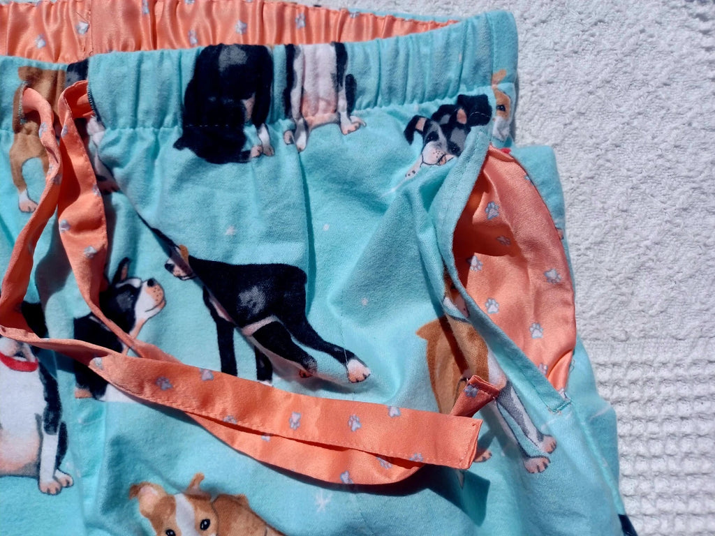 Nick&Nora Flannel Sleepwear Cotton Pajama Set Puppy Eyes Dog Print Relaxed M