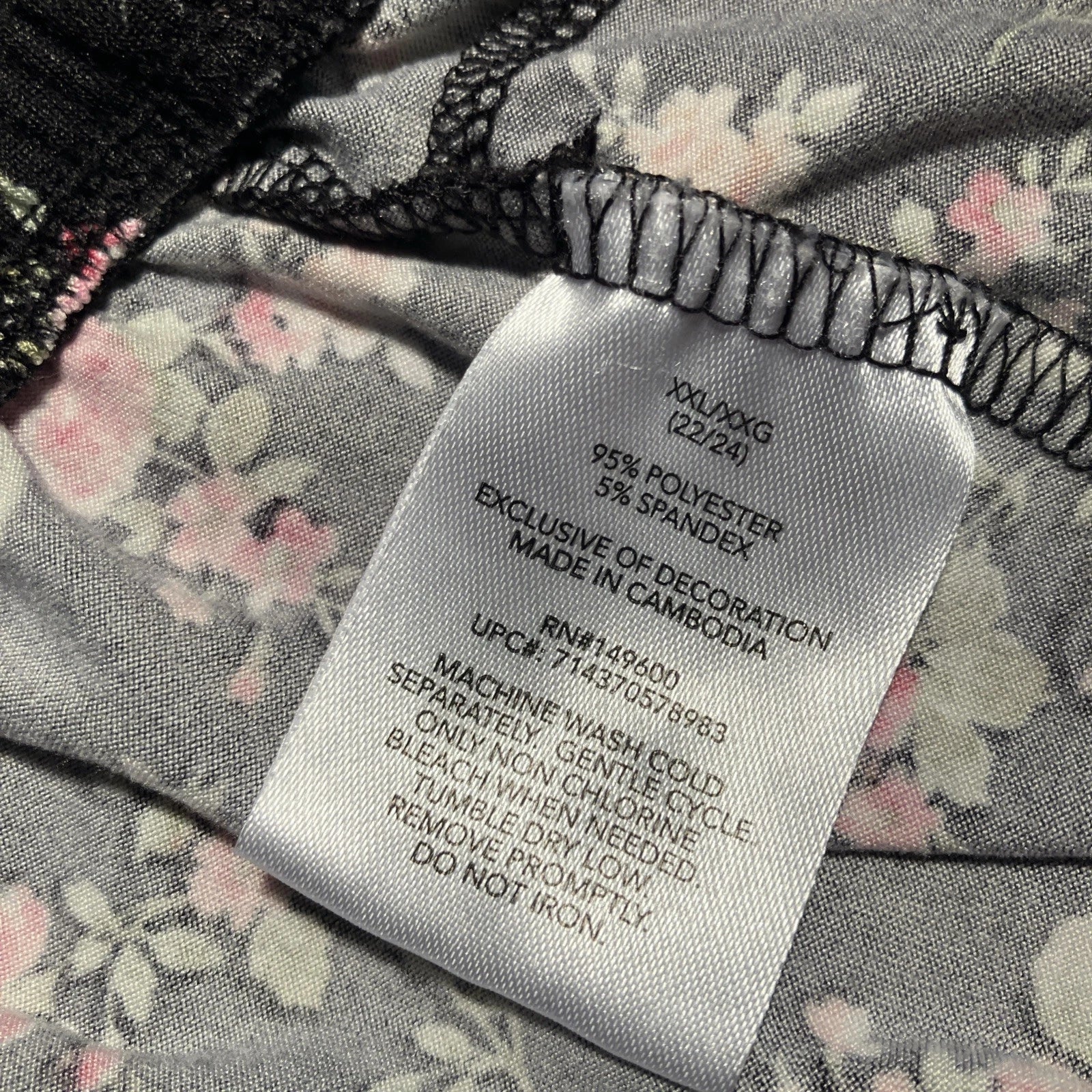 Flora Nikrooz Long Sleeve 2 Piece Lounge Pajama Set Black Pink XXL 22/24 Soft