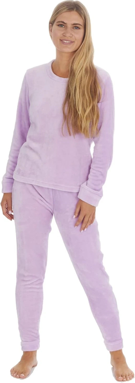 Ladies New Pyjamas Fleece Warm Velour Shimmer Pjs Lounge Set Size 8-22