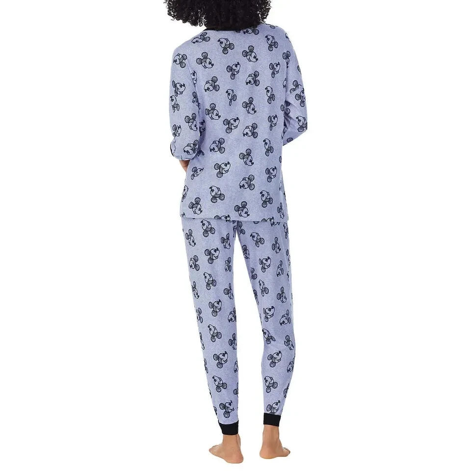 NEW Women's Disney Mickey Mouse 2 Piece Blue Cozy Pajama Set Size XXLarge