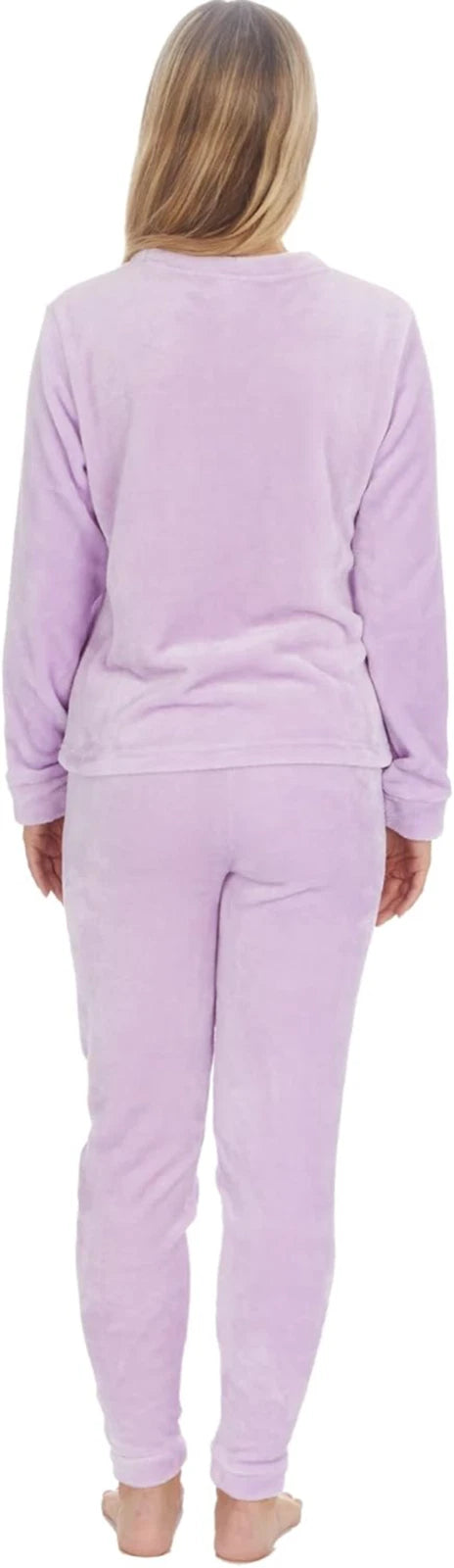 Ladies New Pyjamas Fleece Warm Velour Shimmer Pjs Lounge Set Size 8-22