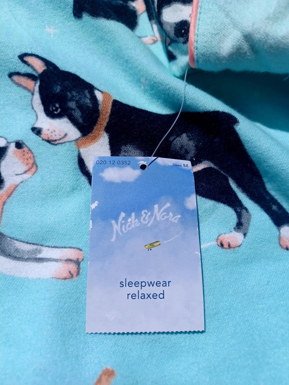 Nick&Nora Flannel Sleepwear Cotton Pajama Set Puppy Eyes Dog Print Relaxed M