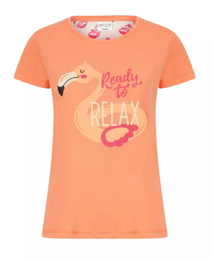 Ladies Pyjama Cotton Blend Printed Crew Neck 2 Piece Set 3 Prints