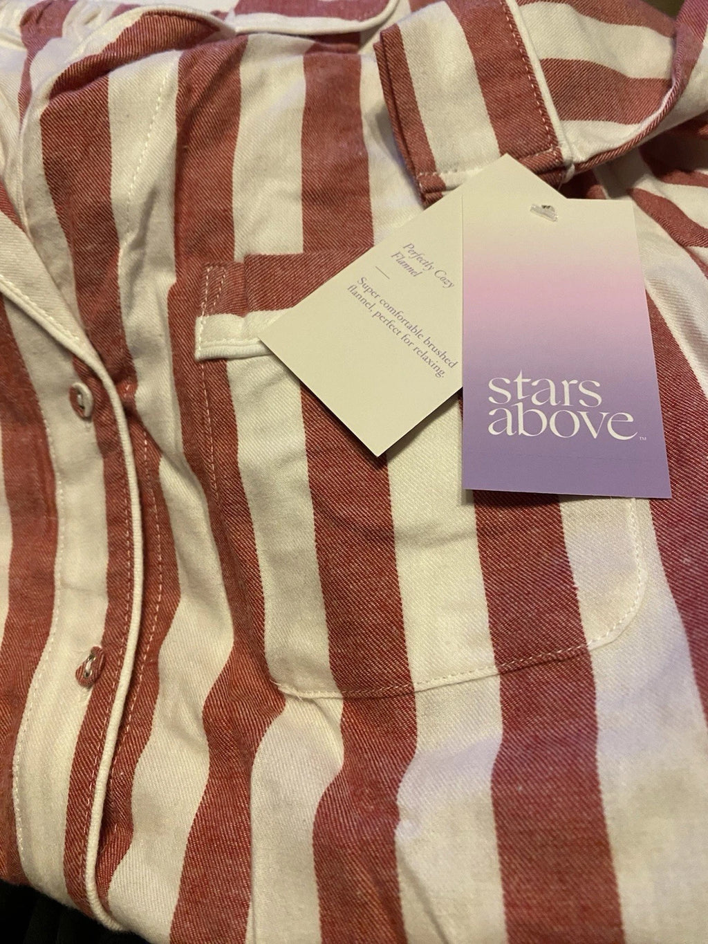 Stars Above Women's XS Pajama Set Red White Striped Perfectly Cozy Flannel New