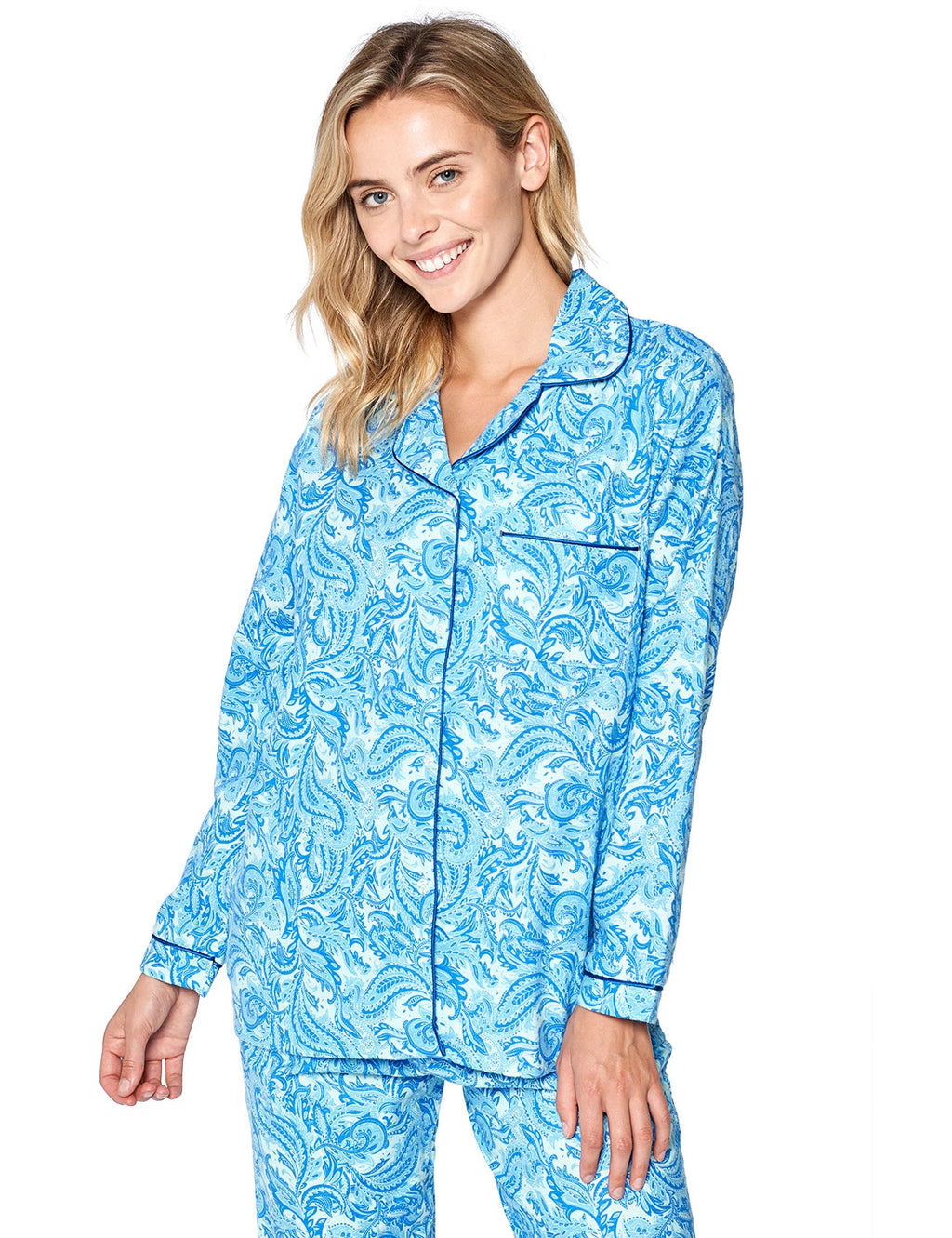Casual Nights Women's Flannel Long Sleeve Button Down Pajama Set
