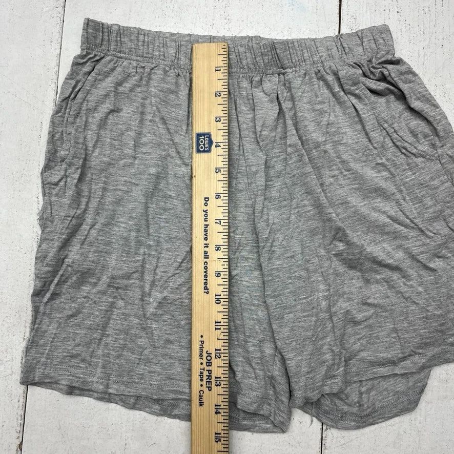 Gray 2 Piece Padded Short Sleeve & Shorts Pajama Set Women's Size L NEW