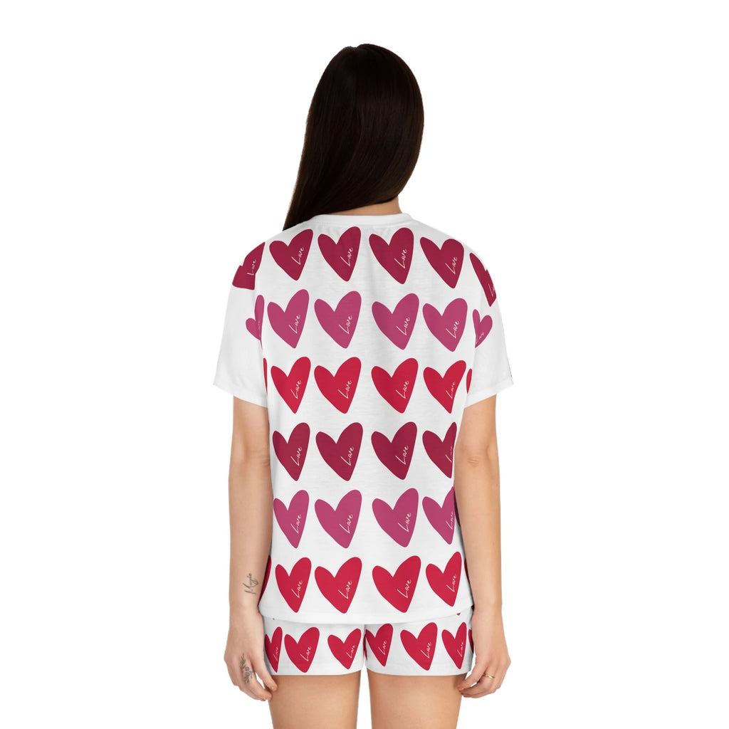 Love Is Everywhere Women's Short Pajama Set (White)