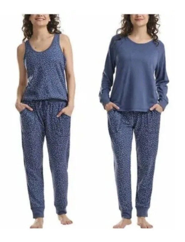 NWT Live Love Lounge Women's 3 Piece Pajama Lounge Set Blue Size S $75 FFF024