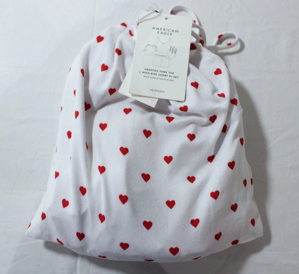 American Eagle Womens Socks, Bag, Crop Tank Top & Shorts PJ Set AP2 Multi US: XS