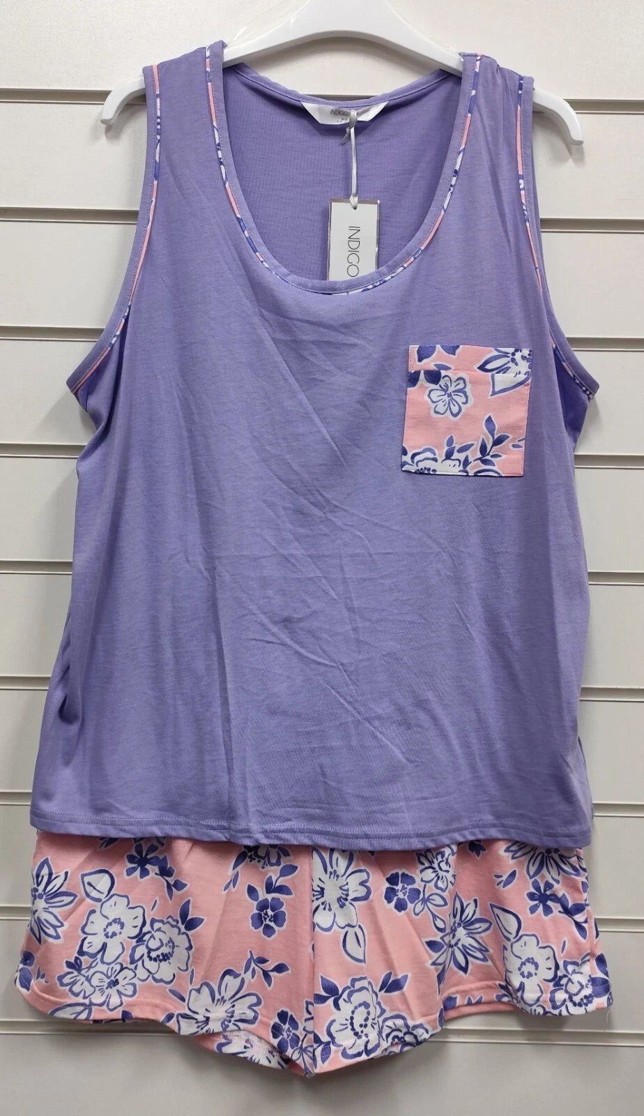 INDIGO SKY LADIES 100% COTTON JERSEY SLEEVELESS SHORT SET PYJAMA UK SIZES 10-20