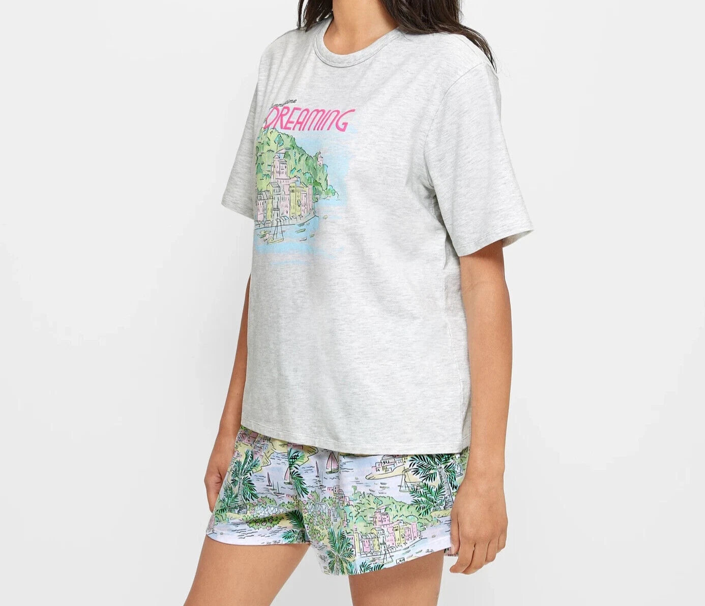 LADIES size M / 12 Summertime Dreaming grey marle pyjamas Target Medium NEW A560