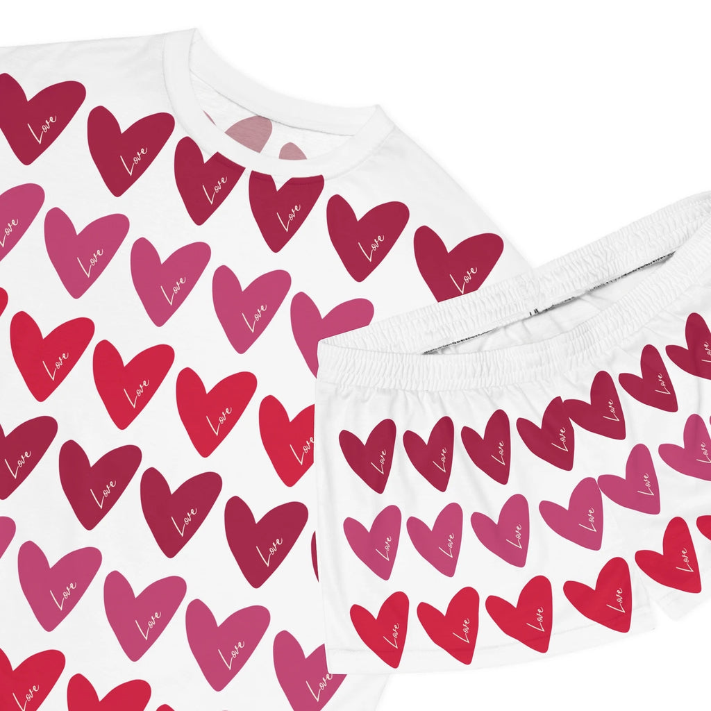 Love Is Everywhere Women's Short Pajama Set (White)