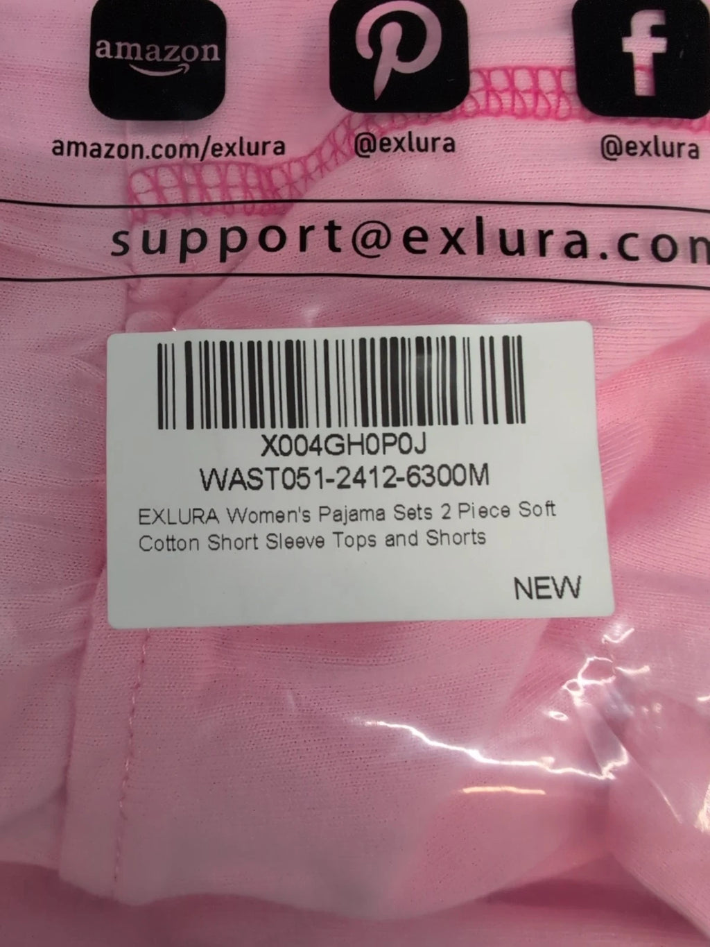 Exlura Soft Cotton Short Sleeves Top & Shorts Pajama Set Women's US Medium Pink