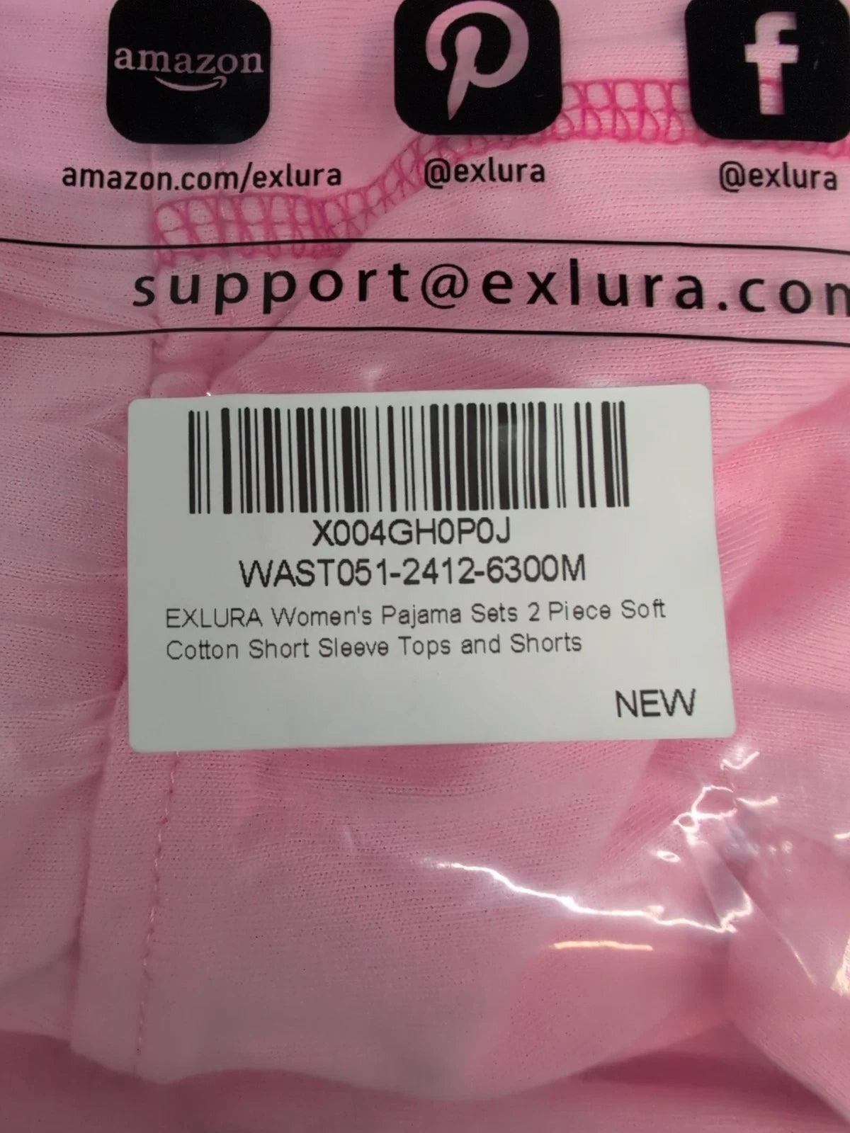 Exlura Soft Cotton Short Sleeves Top & Shorts Pajama Set Women's US Medium Pink