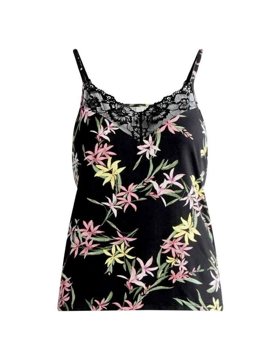 JOYSPUN Women’s XS Knit Cami & Shorts Pajama Set w/Lace Trim • Spring Floral