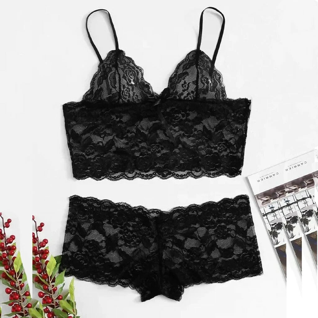 Sexy Women Lace Bra Briefs Lingerie Underwear Pajamas Camisole Sleepwear Set AUS