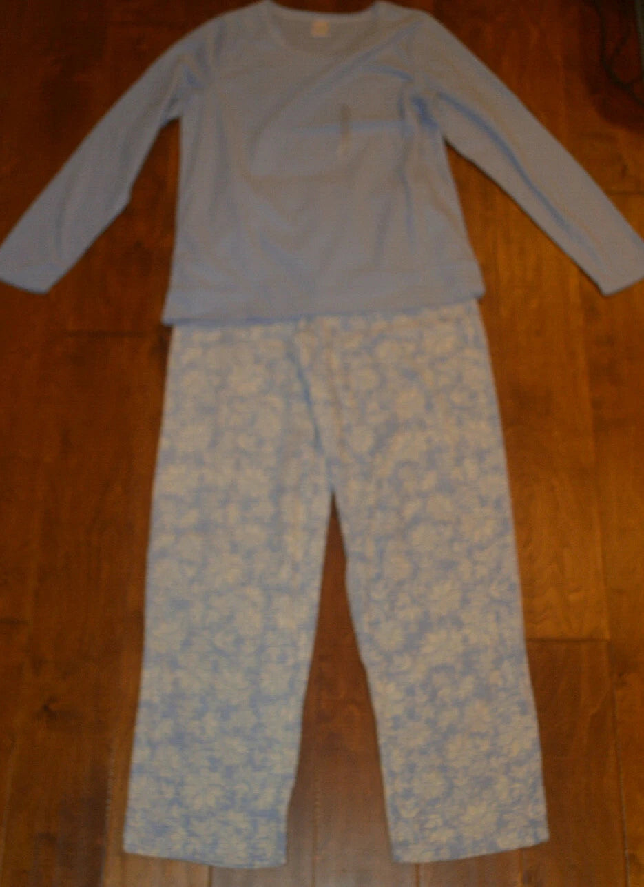 Women's Adonna Blue Floral 2 Piece Pajama Sleep Set Size XS