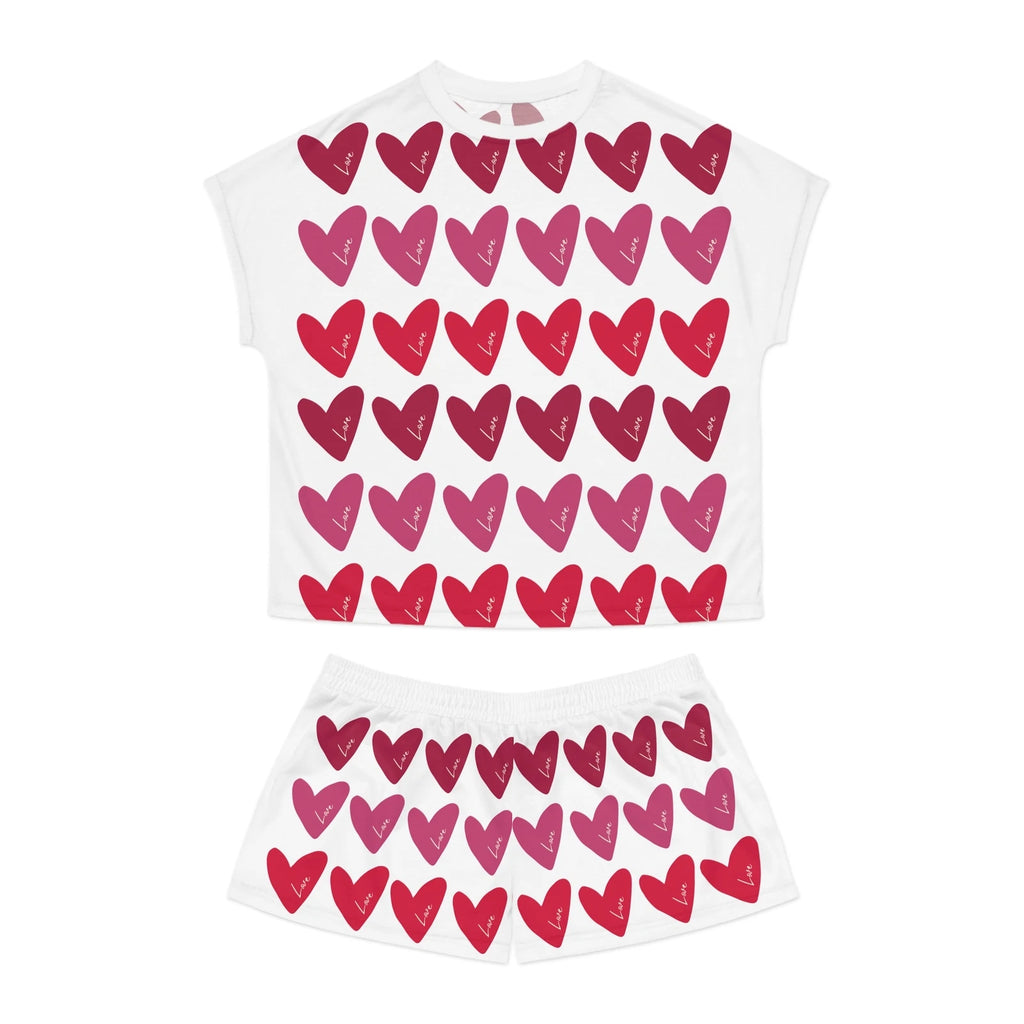 Love Is Everywhere Women's Short Pajama Set (White)