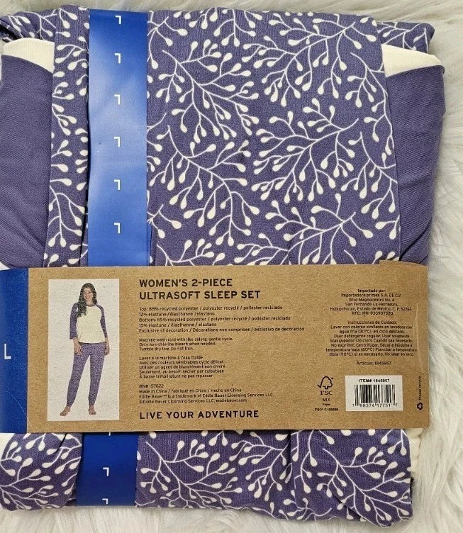Eddie Bauer Purple Size Large 2-Piece Ultra Soft Pajama Set NWT 💜