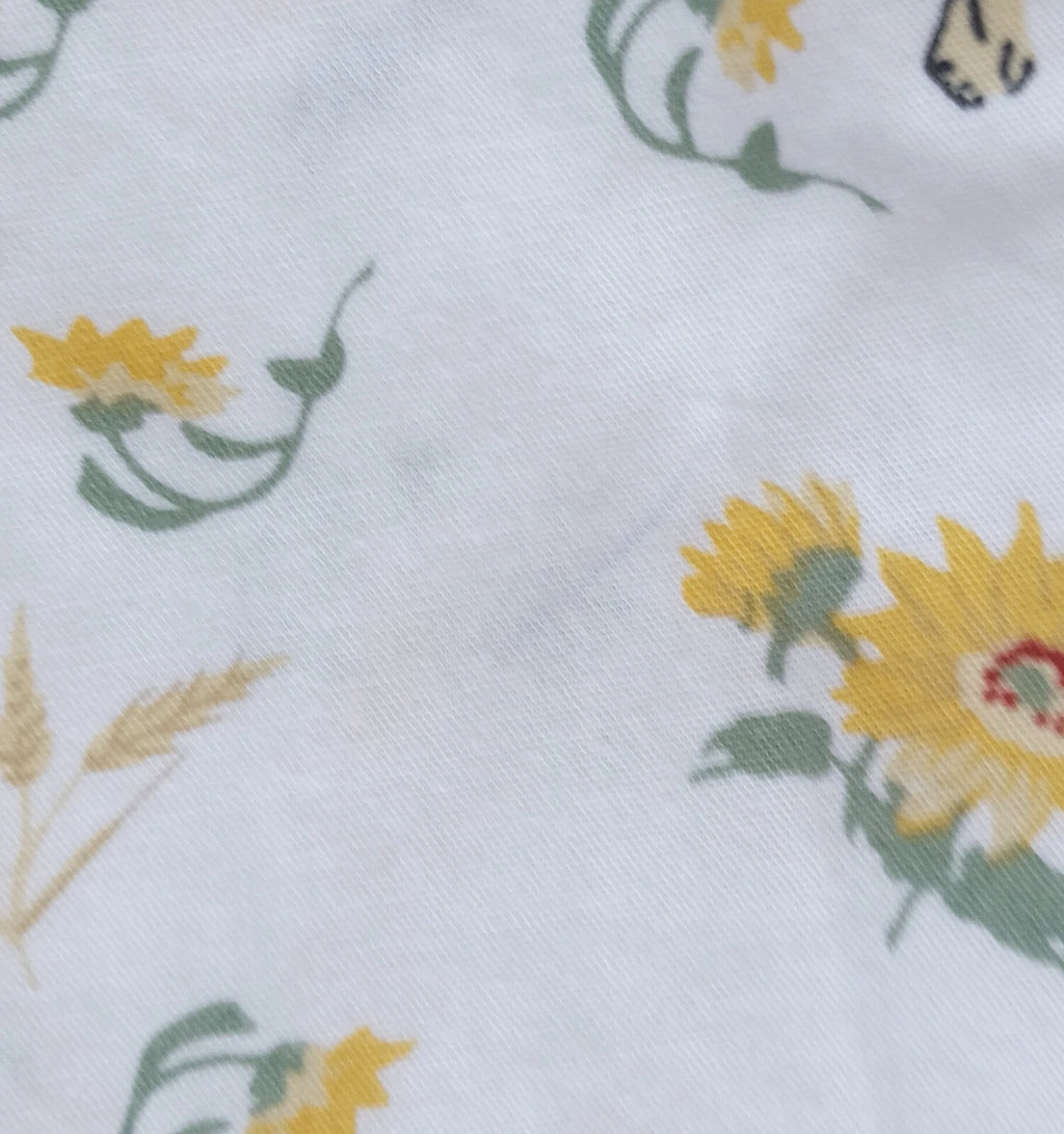 Cuddledown Short Pajama Set, Womens XL Button Top, Yellow Flower and Bee Design