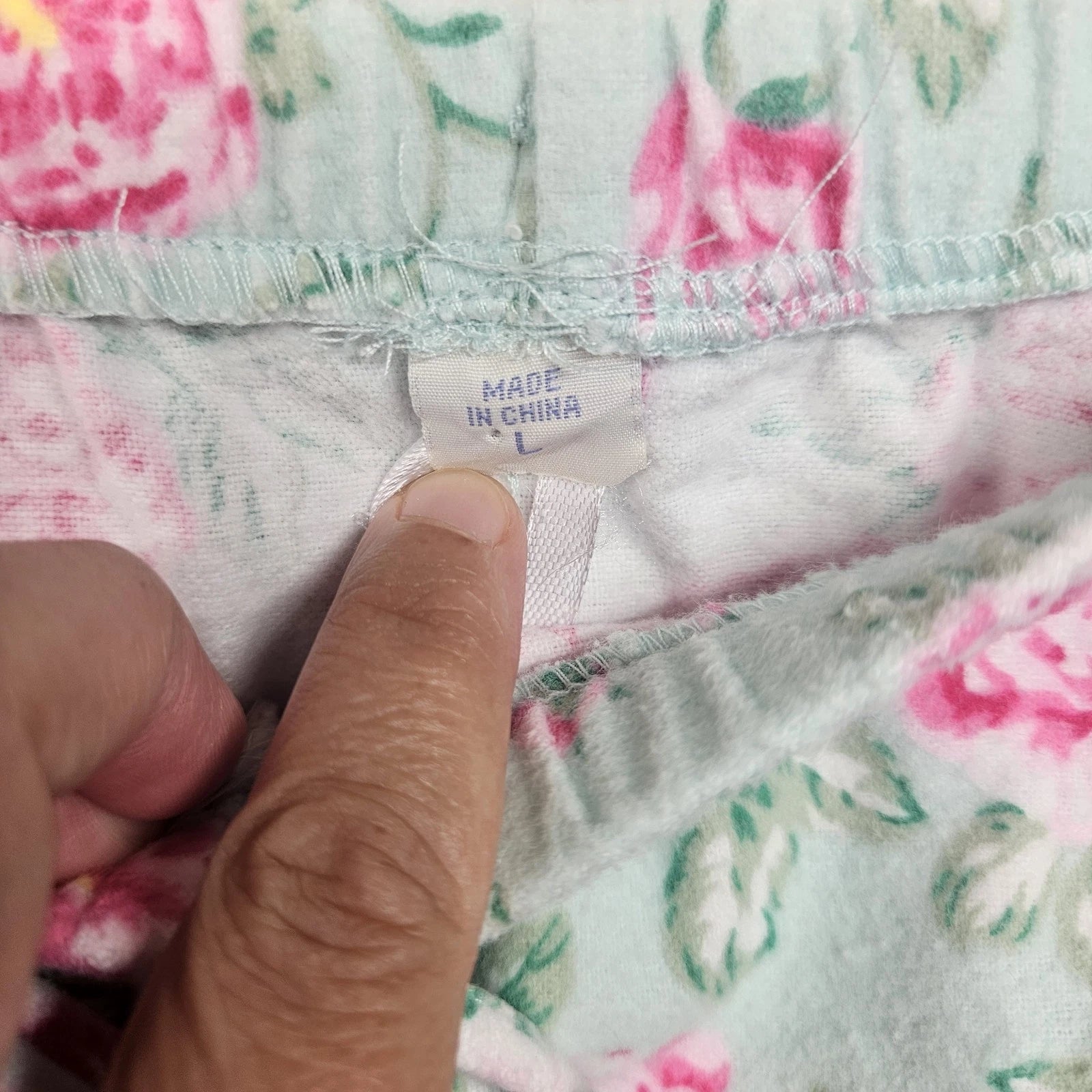 Lanz Of Salzburg Pajama Set Womens Green Floral Flannel Ruffle Cotton Grandma