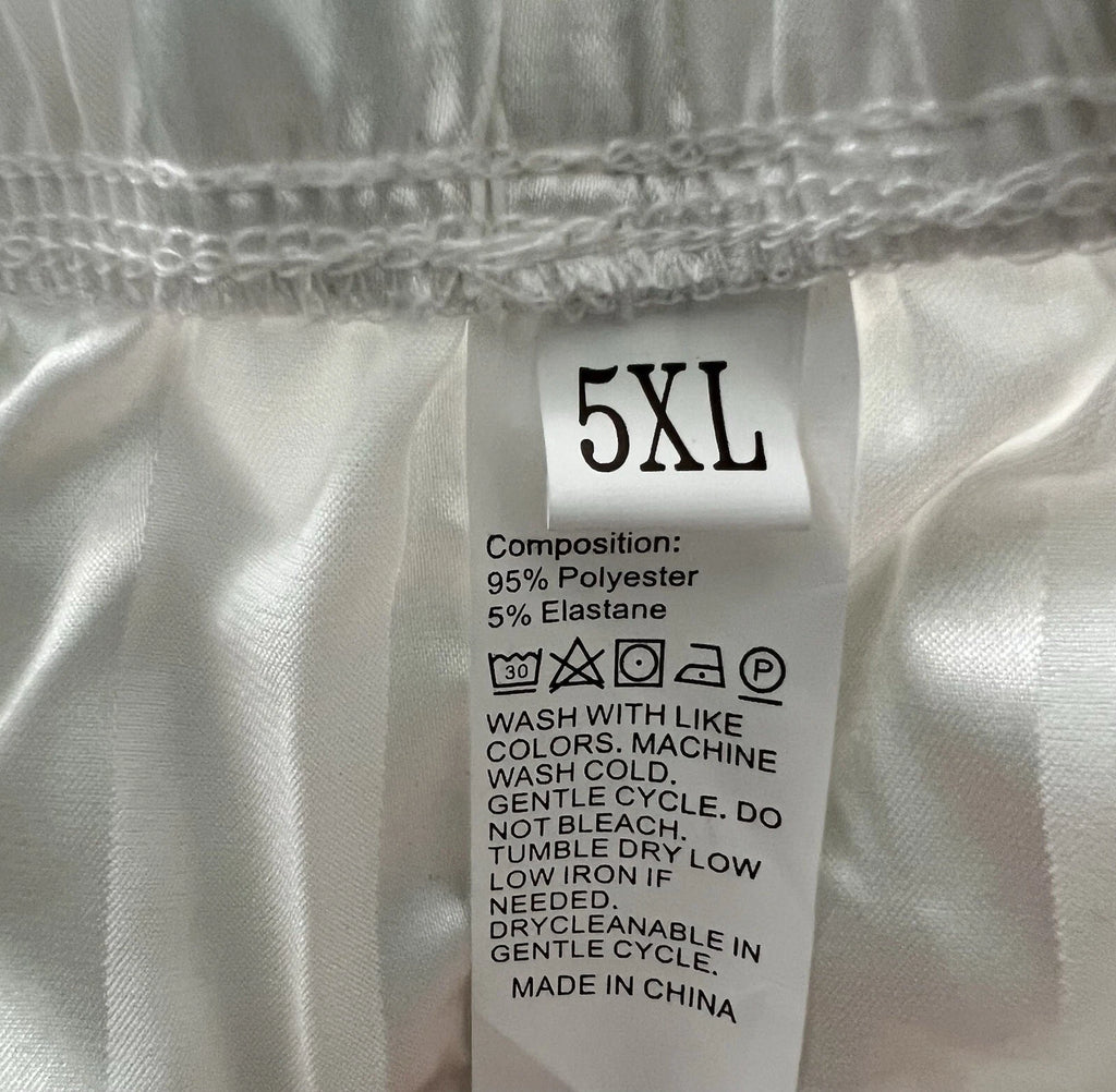 New Women’s Plus Size 5XL White Satin Pyjamas Pjs Sleepwear Set Black Trim