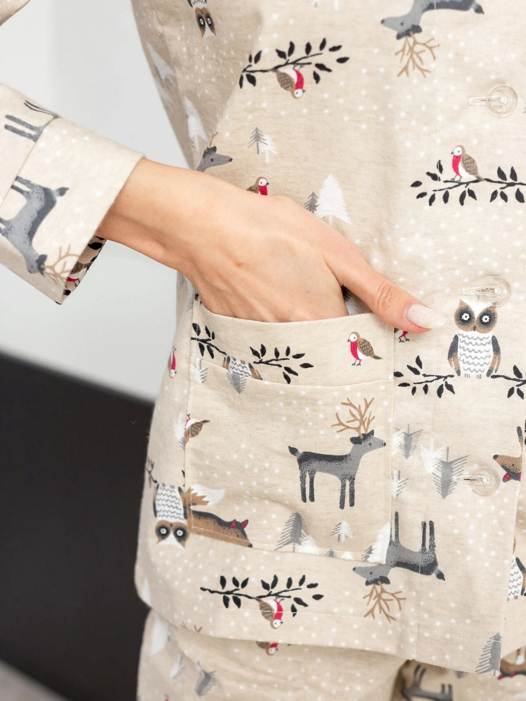 Winter Morning Women's Long Sleeve Cotton Flannel Pajamas Size 46 (S)