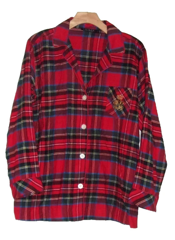 Ralph Lauren Black Label Pajama Set Red Plaid Size Large Soft Cotton Viscose New